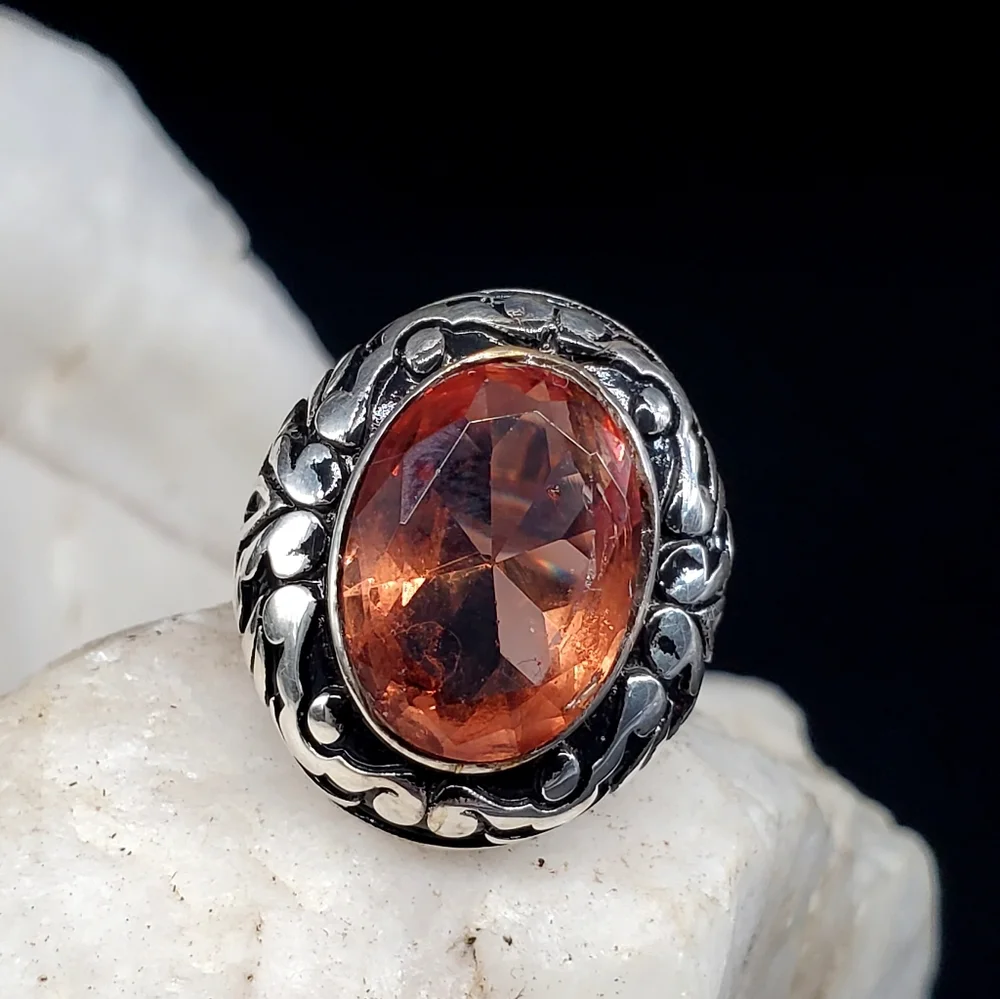 Unique Men's Jewelry Solid Sterling Silver 925 Alexandrite Stone Boho Ring